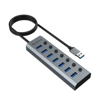 USB centrmezgls Akasa AK-HB-21BKCM Alumīnijs USB 3.2 Gen 1 5000 Mbit/s