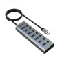 USB centrmezgls Akasa AK-HB-21BKCM Alumīnijs USB 3.2 Gen 1 5000 Mbit/s