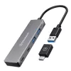GRAUGEAR G-HUB2A2C-AC interfeisa centrmezgls USB 3.2 Gen 1 (3.1 Gen 1) Type-A + Type-C 5000 Mbit/s Sudrabs