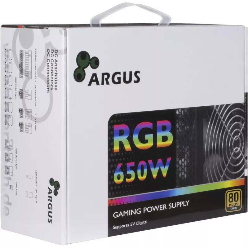 Inter-Tech Argus RGB-650W CM II Barošanas bloks 20+4 Pin ATX ATX Melns