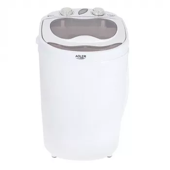 Veļas mašīna ar augšējo ielādi Adler AD 8055, pārnēsājama ar 3 kg ietilpību, krēmkrāsā, rotējoša vadība, 150 W