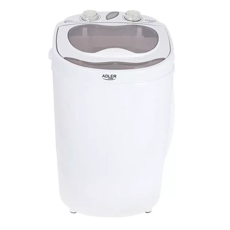 Veļas mašīna ar augšējo ielādi Adler AD 8055, pārnēsājama ar 3 kg ietilpību, krēmkrāsā, rotējoša vadība, 150 W