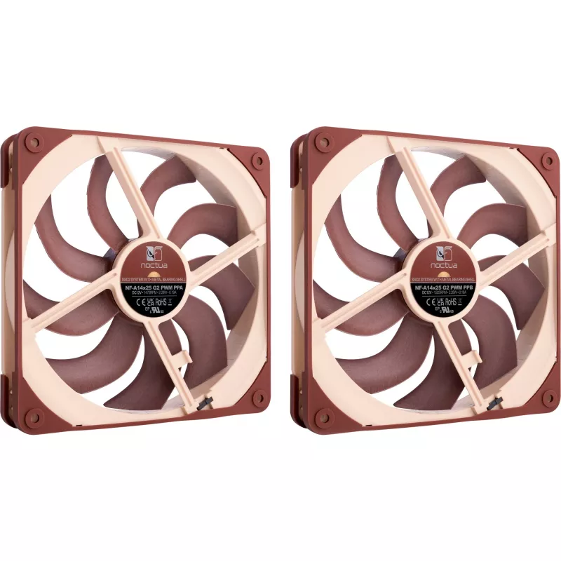 Noctua NF-A14x25 G2 PWM Sx2 PP 140mm divu ventilatoru komplekts
