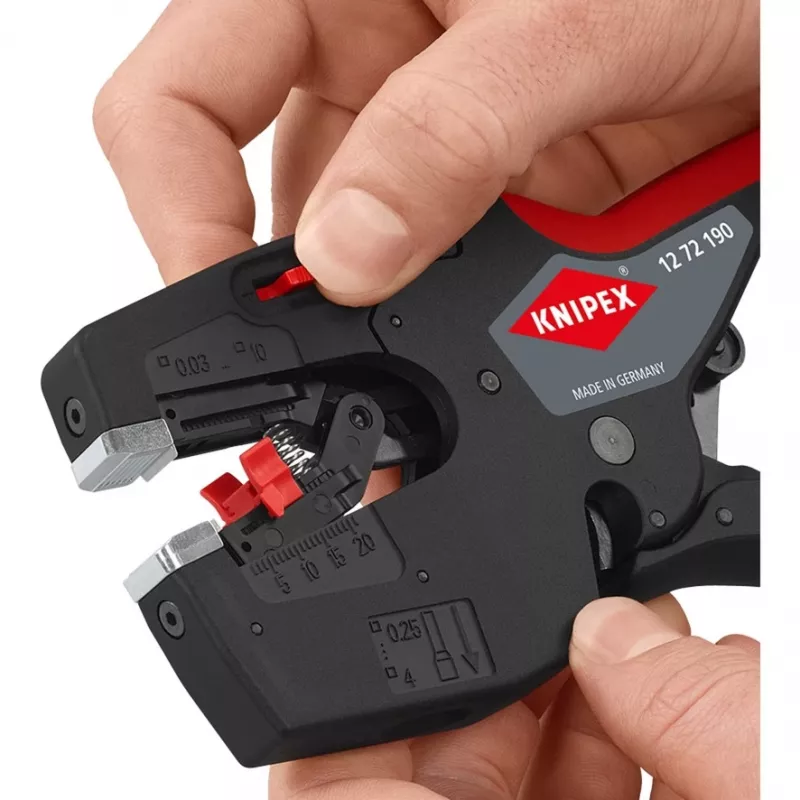 Knipex elektriķa daudzfunkciju rīks NexStrip 12 72 190 SB – vadu noņēmējs un presēšanas instruments