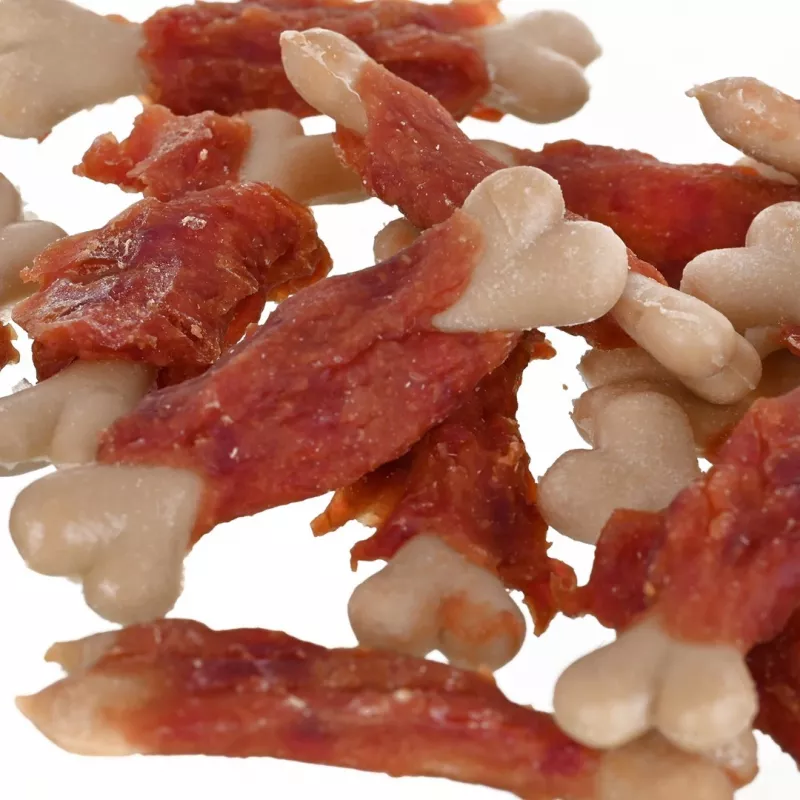 Suņu kārumi PETITTO pīles un kalcija kubiņi, 500 g — dabīgi pieaugušu suņu kārumi, olbaltumvielas 24%, tauki 2,5%