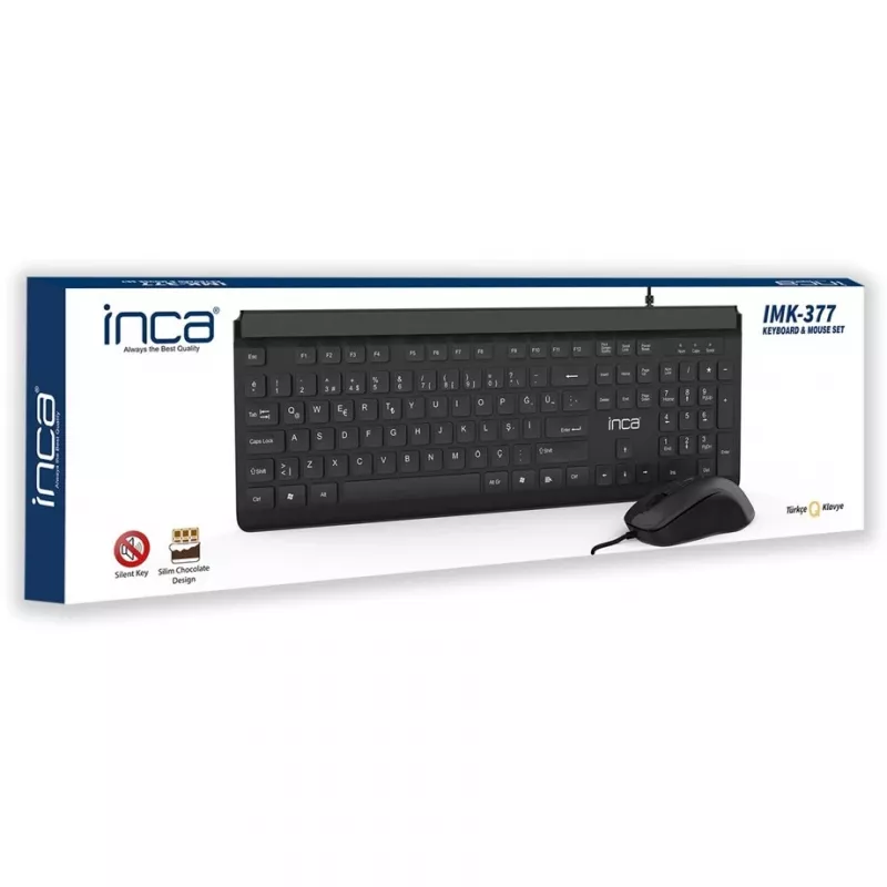 Inca IMK-377 tastatūra ar peli iekļauta biroja USB turku melna