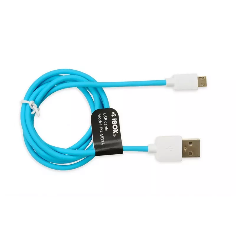 USB 2.0 kabelis IBOX IKUMD3A — USB A uz Micro-USB B, 1 m, zils