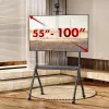 TV statīvs MACLEAN MC-114 B pārnēsājams grīdas statīvs 55–100 collu ekrāniem, maksimālā slodze 120 kg, VESA 200x200–900x600, augstums 115–152 cm, melns, plaukts