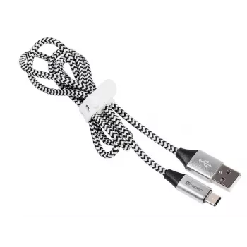 Kabelis USB 2.0 Type-C vīriešu - C vīriešu 1,0m melns-sudrabs