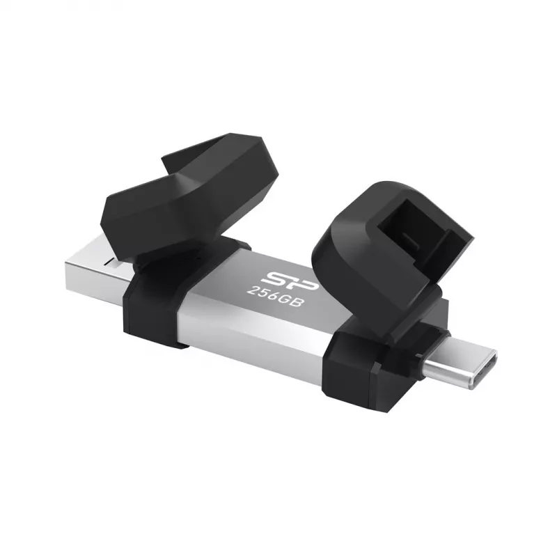 USB zibatmiņa Silicon Power 256 GB USB Type-A / USB Type-C, USB 3.2 Gen 1, alumīnija‑gumijas vāciņš