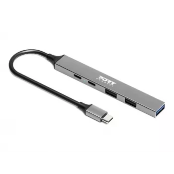 USB centrmezgls Port Designs 900163 Type-C 5000 Mbit/s Sudraba