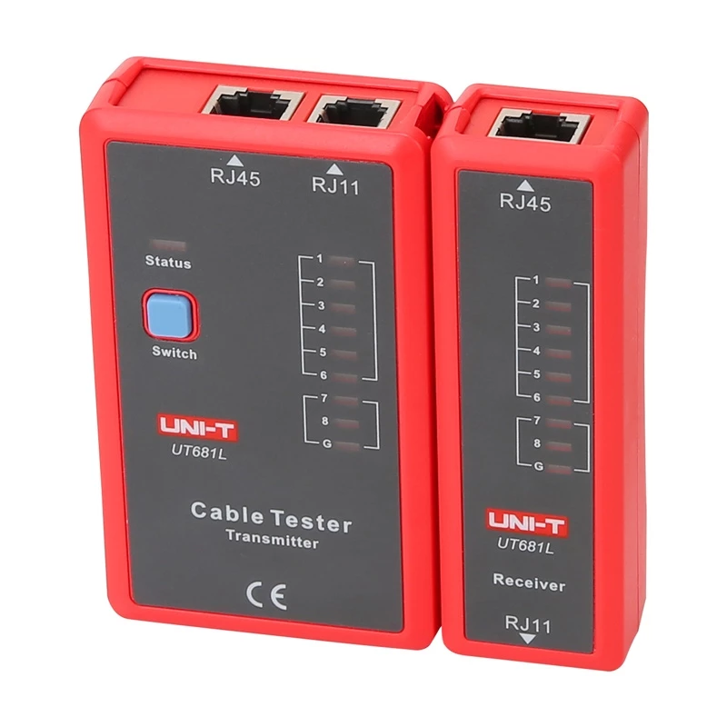 Tīkla kabeļu testeris UT681L RJ45 un RJ11 savienotājiem, nepārtrauktības un vadu pārbaude