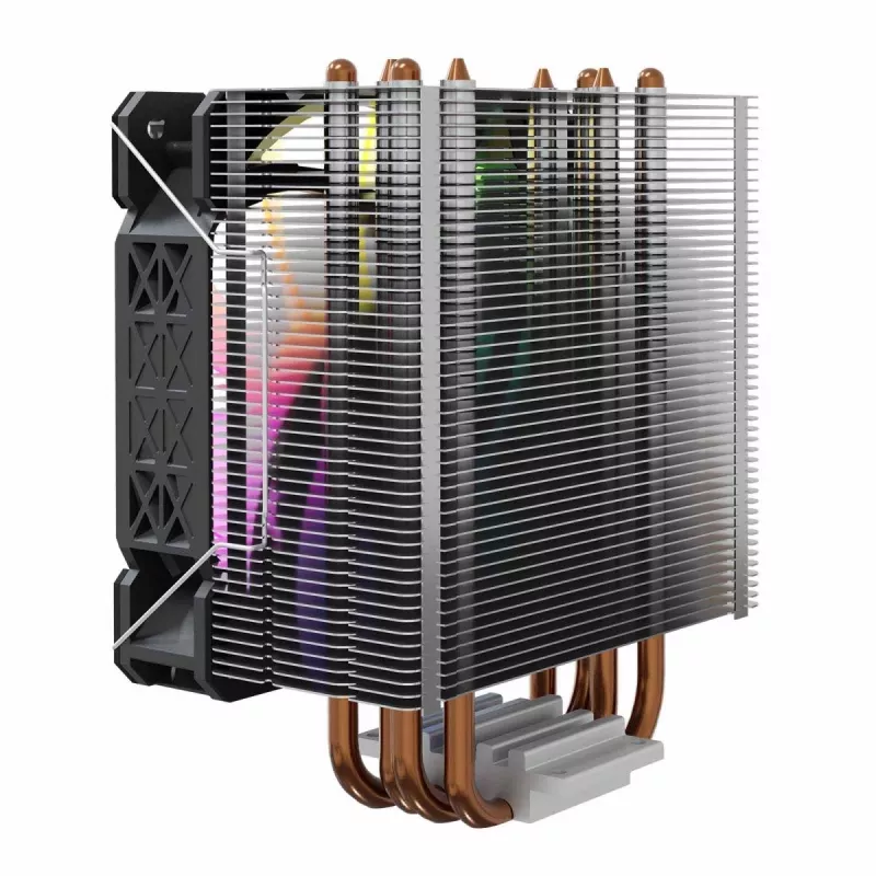 CPU dzesētājs SAVIO SAVGCOVORTEXX2ARGB ar 4 siltuma caurulēm, 120 mm ARGB ventilatoru, melns