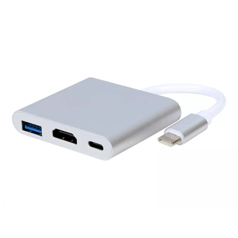 USB grafikas adapteris GEMBIRD A-CM-HDMIF-02-SV, HDMI izeja, līdz 3840×2160, sudraba krāsa, 58,5×51×11,6 mm