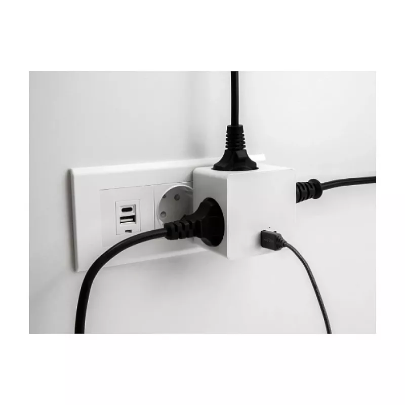 DeLOCK 11501 strāvas spraudņa adapteris, tips F, balts, 3A USB porti