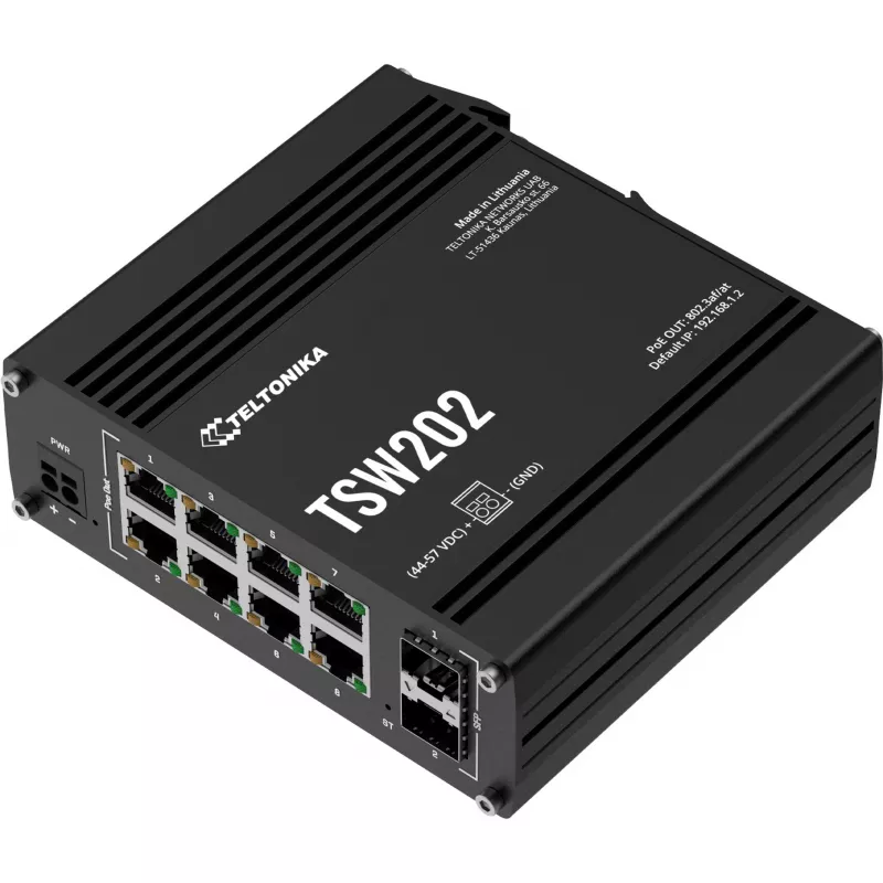 Teltonika TSW202 Pārvaldāms L2 Gigabitu Ethernet (10/100/1000) barošana caur Ethernet (PoE) alumīnijs, zils