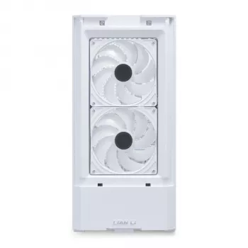 MidiTower datora korpuss Lian Li LANCOOL 207 — balts, caurspīdīgs panelis, atbalsta ATX/MicroATX/MiniITX, bez barošanas bloka