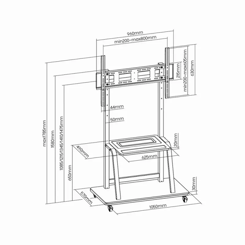 Gembird TVS-100F-01 statīvs izkārtņu displejiem 2.54 m (100) Melns