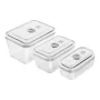 Pārtikas uzglabāšanas kaste ZWILLING FRESH & SAVE Taisnstūra stikla/plastmasas komplekts 3 gab., 0.35/0.75/1.6 L, hermētiska, droša mikroviļņu krāsnij/krāsnij/ledusskapim