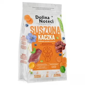 Sausā suņu barība Dolina Noteci Premium Duck 9 kg — pieaugušiem suņiem, 26% olbaltumvielu, 15% tauku, bez glutēna, pīles garša