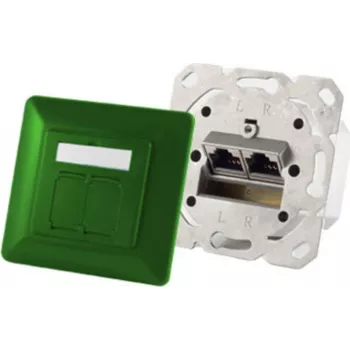 Kontaktligzda 2 x RJ-45 ShiverPeaks 74280-G, Cat6a, 500 MHz, metāla korpuss, zaļa