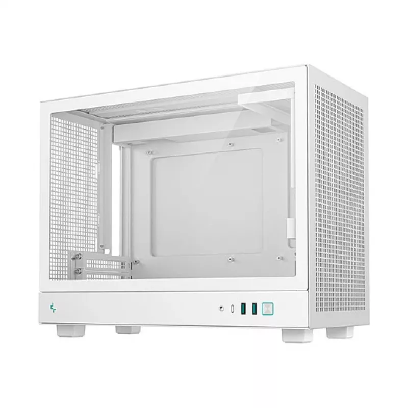 Datora korpuss DeepCool CH160 PLUS WH Small Form Factor balts, microATX, rūdīts stikls, USB-C