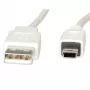 VALUE - USB kabelis - USB (vīr.) uz Mini-USB, B tips (vīr.) - USB 2.0 - 80 cm - Balts (11.99.8708)