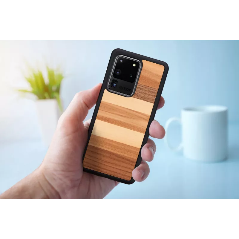 Aizsargājošs tālruņa maciņš man and wood Galaxy S20 Ultra — melna koka apdare