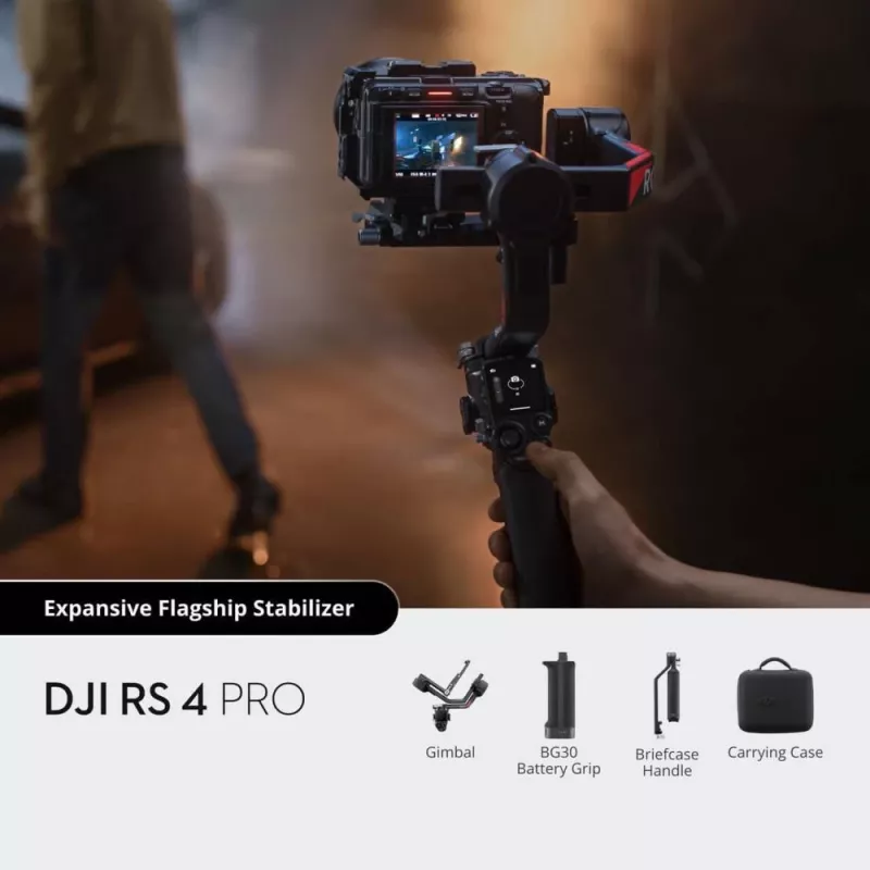 Rokas kameras stabilizators DJI RS 4 Pro Melns oglekļa šķiedra 360° pan