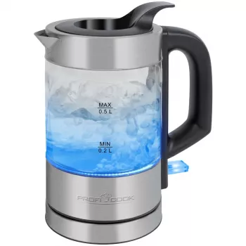 ProfiCook PC-WKS 1228 G elektriskā tējkanna 0,5 L 1100 W nerūsējošais tērauds, caurspīdīga