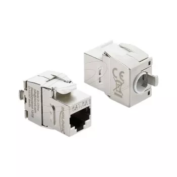Delock 90990 Keystone modulis RJ45 uz LSA Cat.6A, bez instrumentiem, ekranēts metāls, sudraba/balts