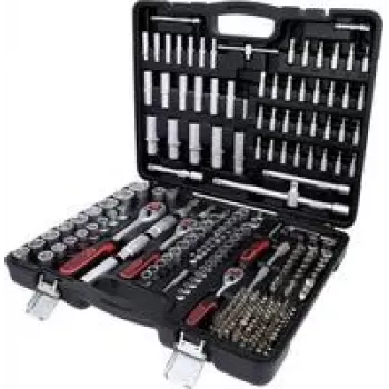 Uzgriežņu atslēgu komplekts ks tools 917.0255 — 255 daļu uzgriežņu un piederumu komplekts 1/4 collas, 3/8 collas, 1/2 collas piedziņām