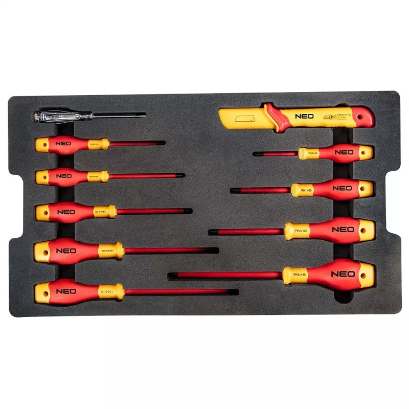 Neo Tools elektriķa servisa kaste 52 gab. izturīgā 22 kastē