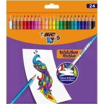 BIC Kids Evolution Illusion dzēšamie krītiņi 24 krāsas