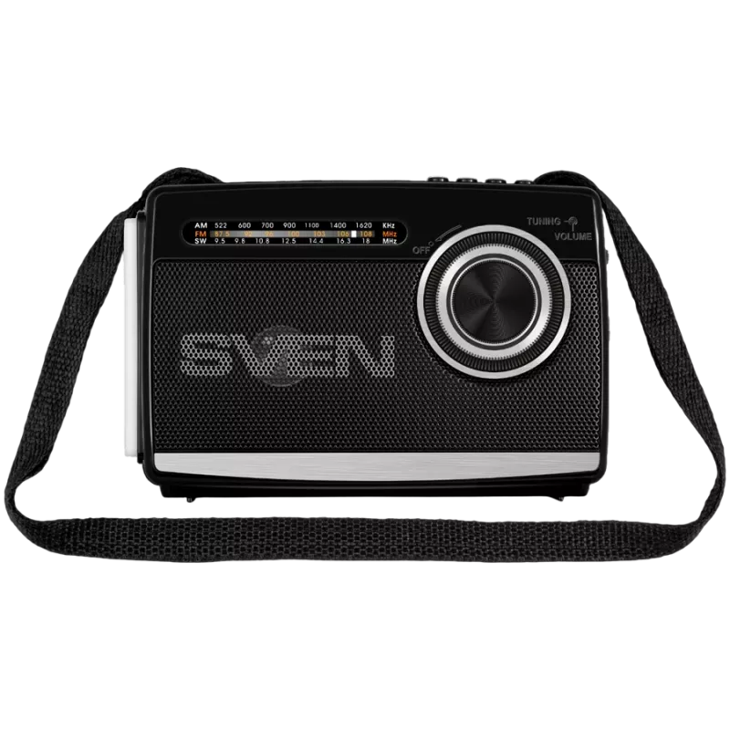 Skaļrunis SVEN SRP-155, melns (3W, Bluetooth, FM/AM/SW, USB, microSD, lukturītis, akumulators)