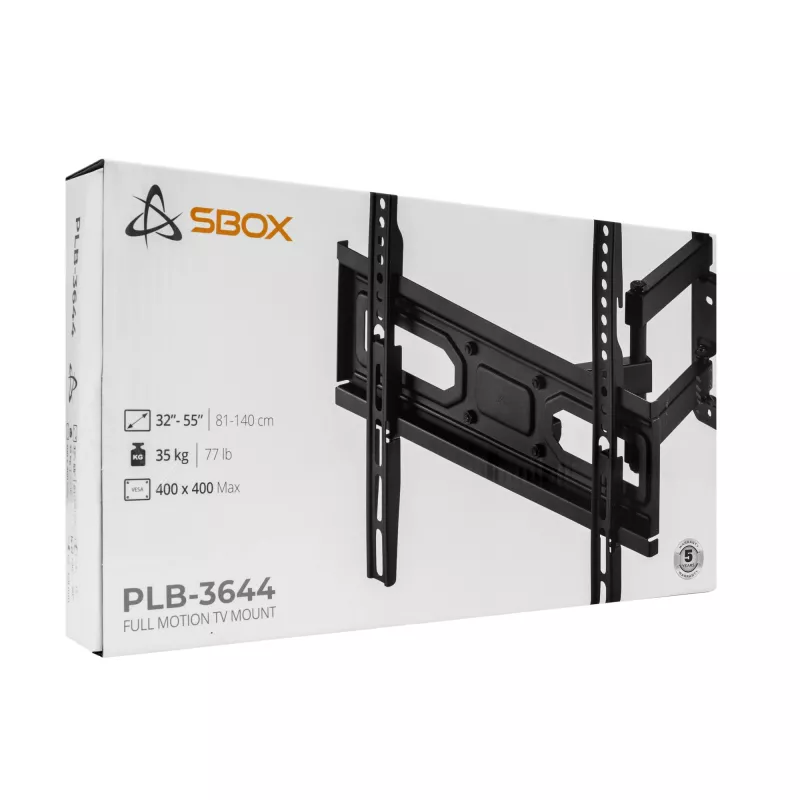 TV sienas stiprinājums SBOX PLB-3644-2 32–55 collu televizoriem, līdz 35 kg, VESA 400x400