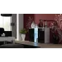 Bufete Cama Meble SOHO S7 120 cm — 3 durvis, 4 plaukti, balta virsma, melns spīdums