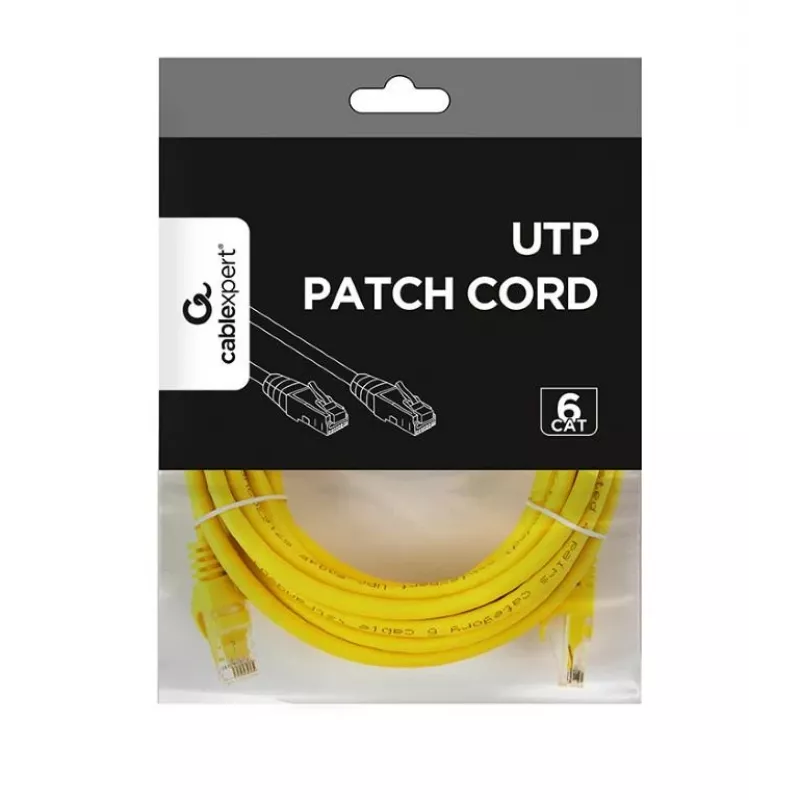 Tīkla kabelis GEMBIRD PP6U-5M/Y — Cat6 U/UTP, RJ-45 uz RJ-45, 5 m, dzeltens