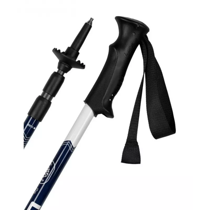 Trekking nūjas Leki EAGLE zili-baltas regulējamas alumīnija 3-segmentu 110–145 cm, 270 g