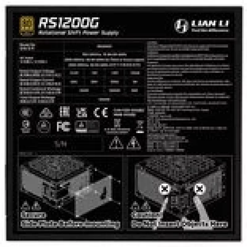 Barošanas bloks Lian Li RS1200G 1200 W 20+4 pin ATX 80 PLUS Gold melns