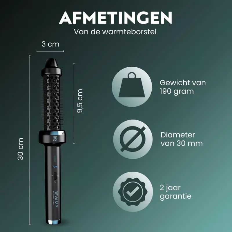 Karstā suka Revamp BR-1300A-EU Keramiskā Jonu 30mm – apsildāma veidošanas suka matiem