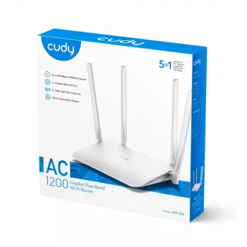 Cudy WR1300 bezvadu maršrutētājs Gigabit Ethernet Divjoslu (2.4 GHz / 5 GHz) Balts