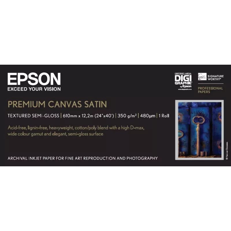 Epson Premium Canvas Satin, 24 collas x 12,2 m, 350 g/m²