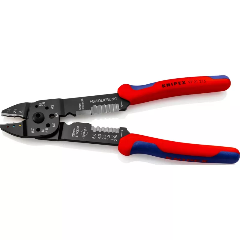 Knipex 97 21 215 kabeļu gofrēšanas knaibles Gofrēšanas instruments Melns, zils, sarkans