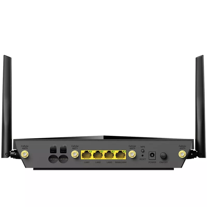 Galda bezvadu maršrutētājs Cudy P5 — Divjoslu Wi‑Fi 6, 5G Sub6, Dual NanoSIM, Gigabit Ethernet, 6 noņemamas antenas, 256 MB RAM