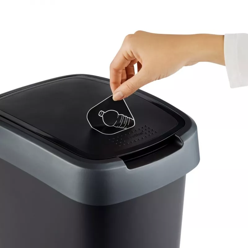 Atkritumu tvertne Rotho Twist 50 L taisnstūrveida polipropilēna, 50 L, 602×298×401 mm, melna