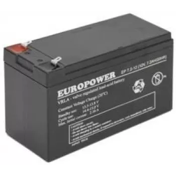Baterija VRLA AGM EMU EP 7.2-12 T2 12V 7.2Ah noslēgta, bez apkopes, melna