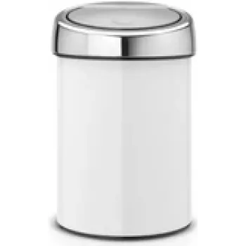 BRABANTIA Touch Bin 3 L balta (modelis 36 44 88) — maza pedāļa brīva atkritumu tvertne higiēniskai izmešanai