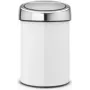 BRABANTIA Touch Bin 3 L balta (modelis 36 44 88) — maza pedāļa brīva atkritumu tvertne higiēniskai izmešanai