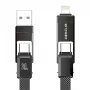 4-in-1 kabelis BlitzWolf BW-HDC7 — USB-C, Lightning, USB-A, Micro-USB 1,2 m 240 W melns